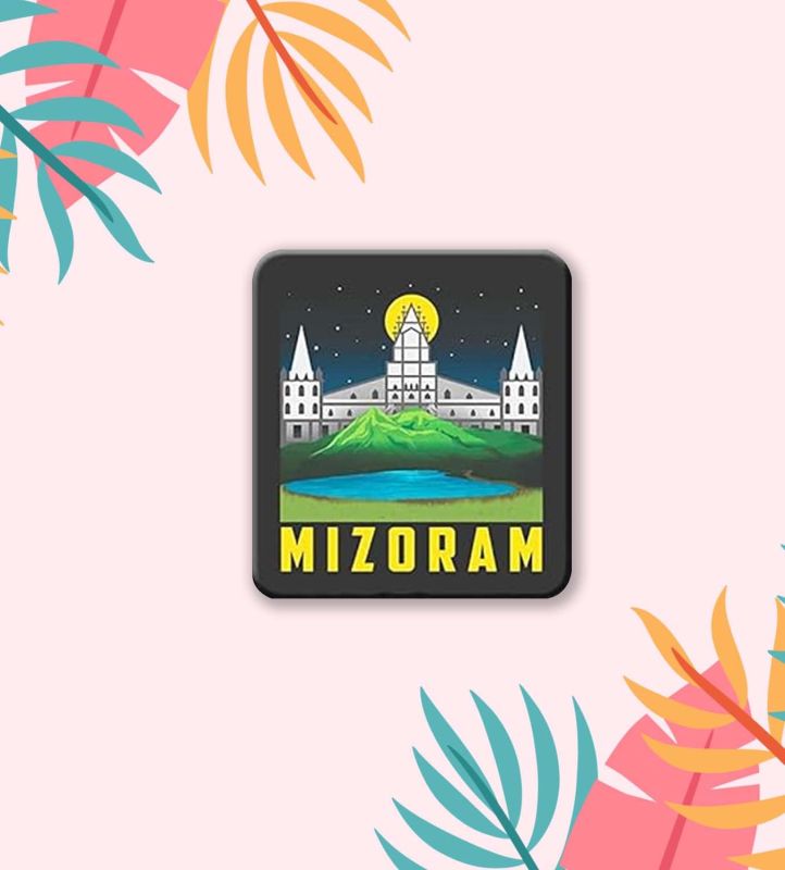 Wooden Fridge Magnet | Mizoram Indian State Souvenir Magnet Stickers | Home Decor Office Decoration Tourist Gifts